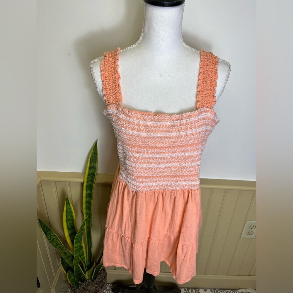 Torrid 4 Plus Smocked Babydoll Blouse Peach Ruffle Strap Cottagecore Festival